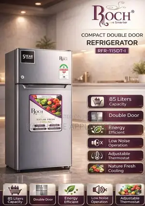 90 Litres Roch Double Door RFR-115 Dt-1 Refrigerator