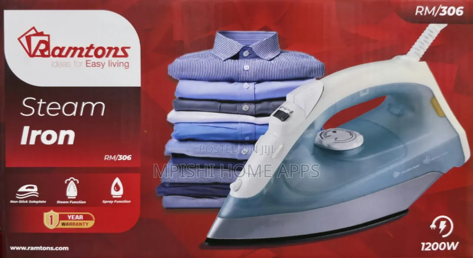 Green and White Steam Iron - Rm/306