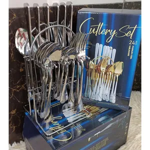 24-Piece Silver Cutlery Set – High-Quality Stainless Steel Cutlery