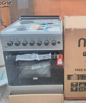 Silver Mika Standing Cooker 58*58 3 Gas + 1 Hotplate - Electric Oven
