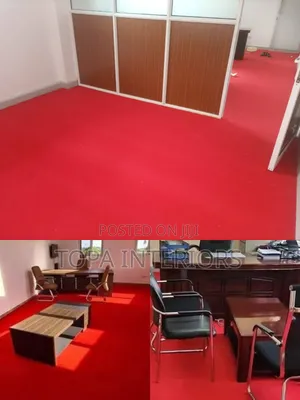 Seamless Look Red Office Carpets Covering the Whole Floor