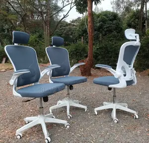 White Grey Headrest Office Chair