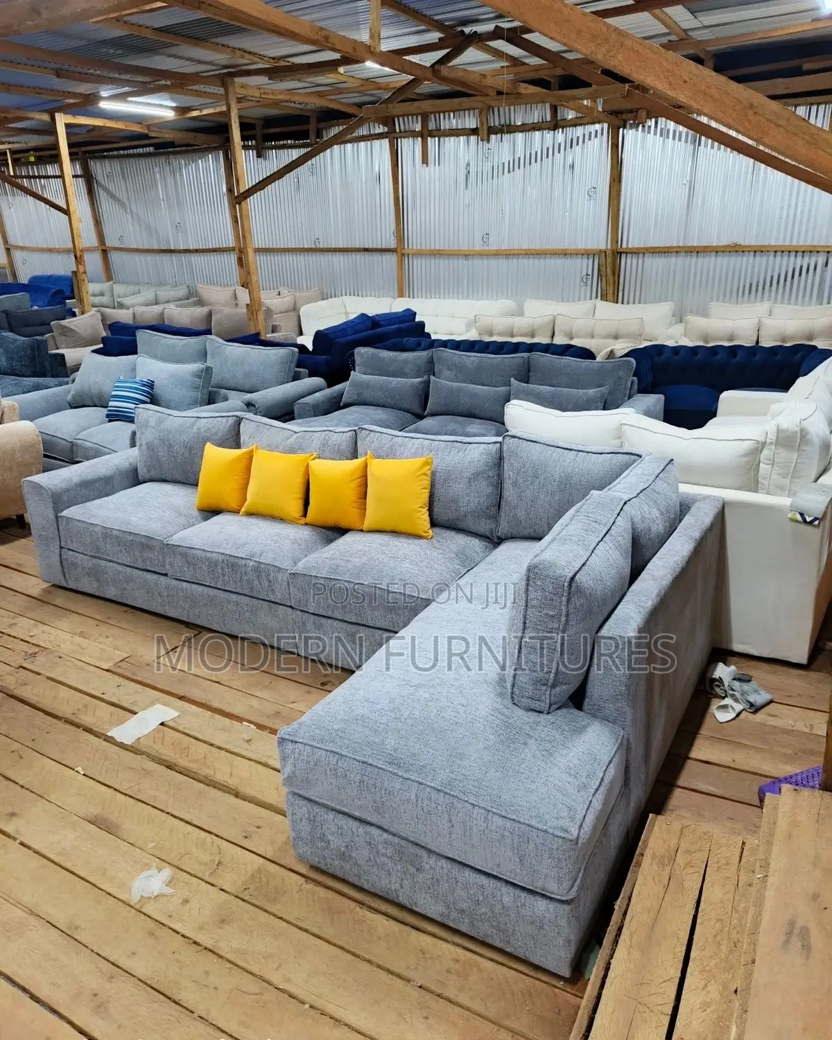 Dark Grey 7 Seater L Sofa