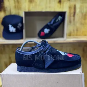 Stussy X Clarks Wallabee 'Four Card Suits' Shoe in Black Suede. 38-45