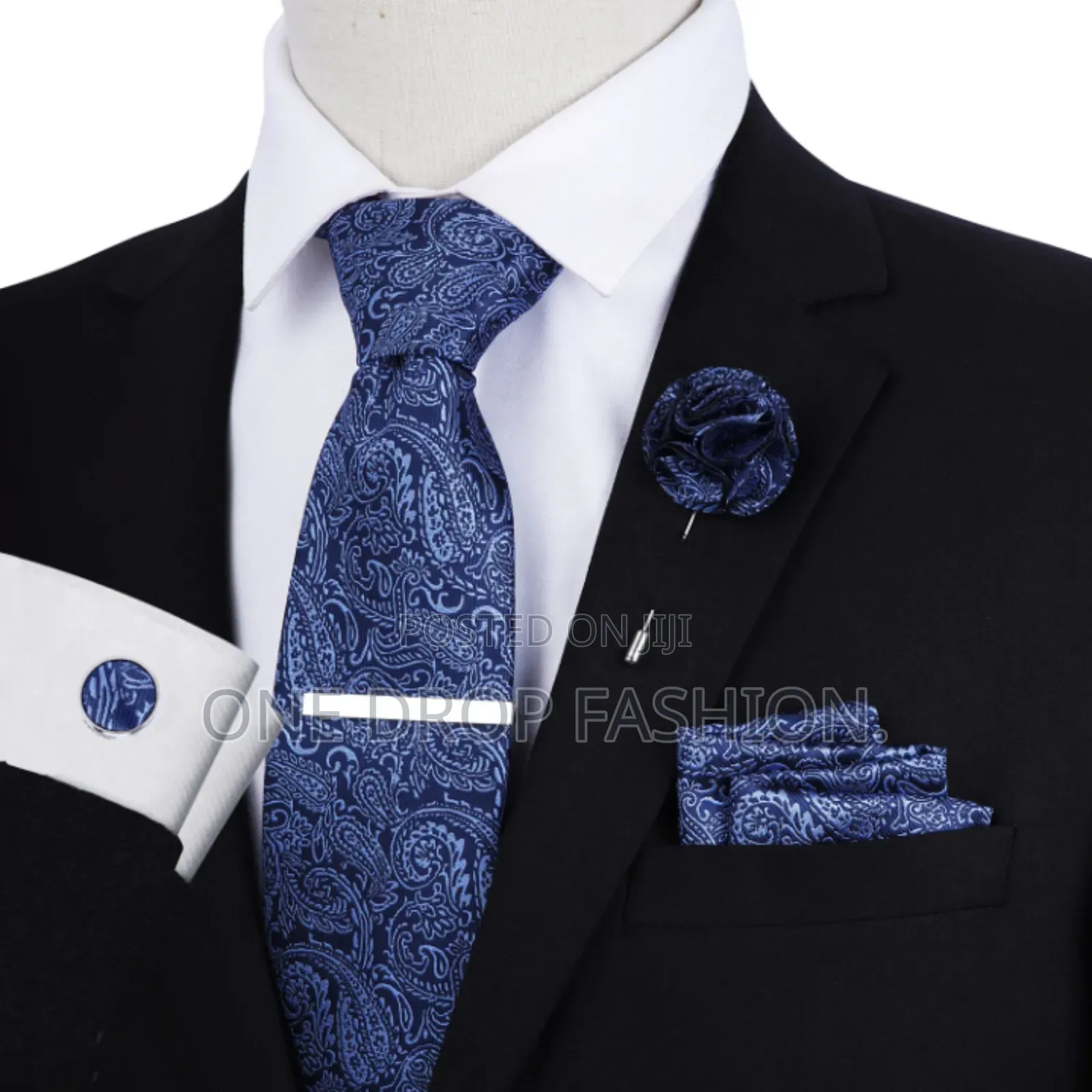 Executive Tie Plus Pocket Square+Bowtie+Cufflinks