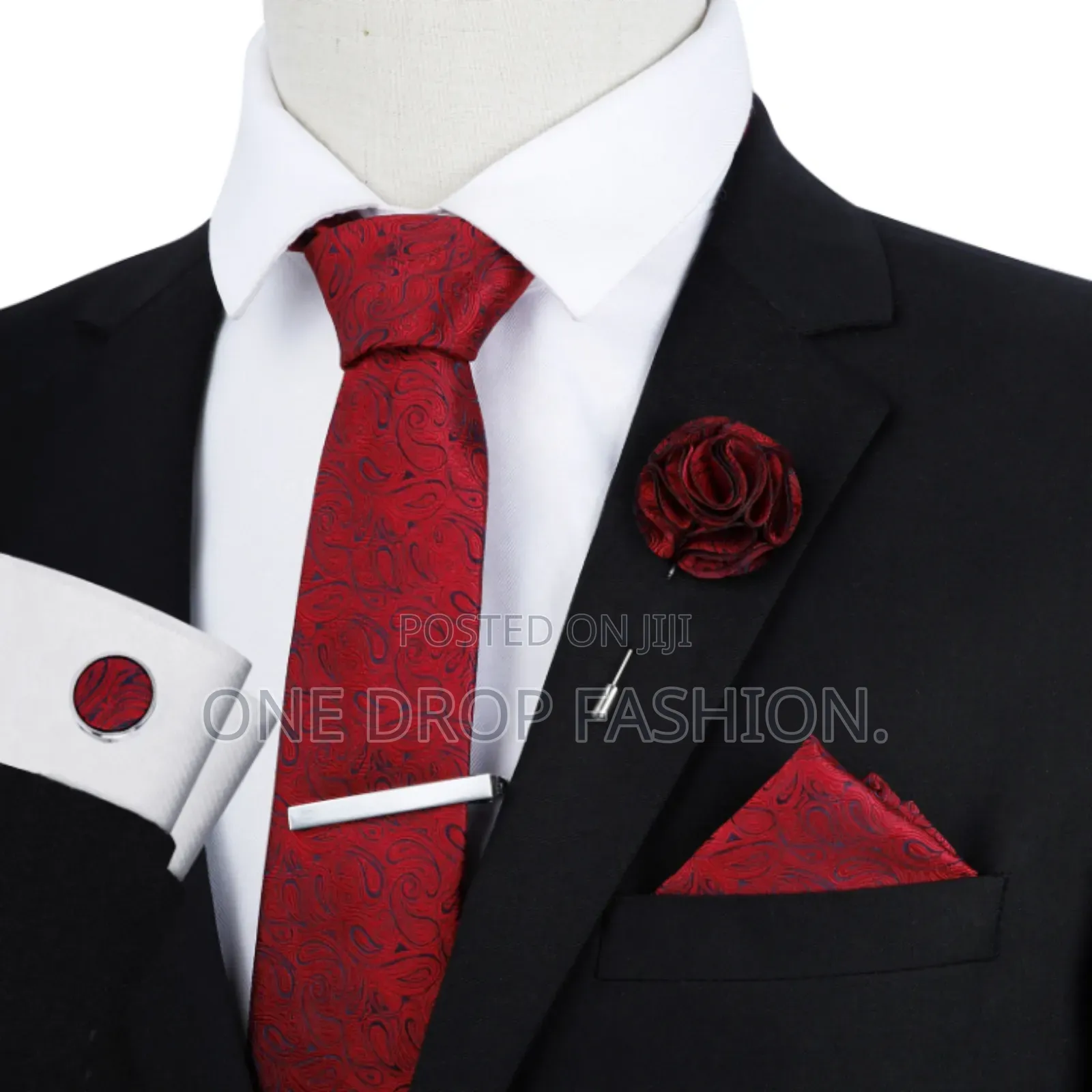 Executive Tie Plus Pocket Square+Bowtie+Cufflinks