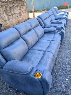 Indomitable Blue 7 Seater Semi Recliner Sofa 3,2,1,1