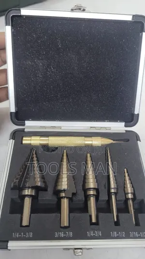 Set of HSS (High-Speed Steel) Step Drill Bits.