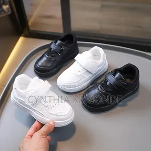 Pure White/Black Kids Sneakers