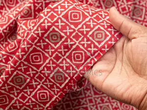 100% Cotton Fabric - Red Geometric Pattern