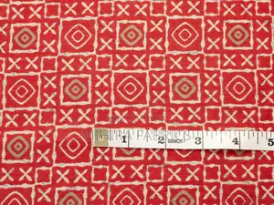 100% Cotton Fabric - Red Geometric Pattern