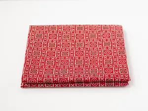 100% Cotton Fabric - Red Geometric Pattern