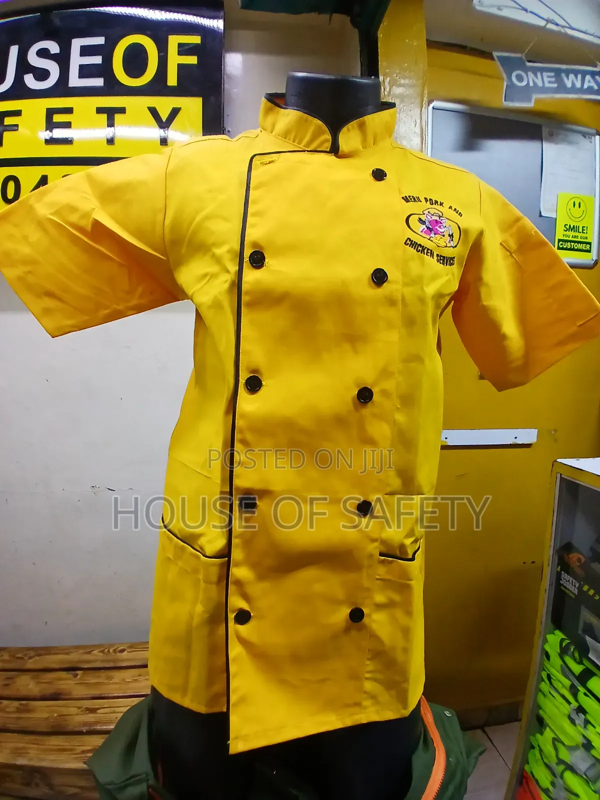 Breathable Yellow Chef Coat Shirt Sleeve