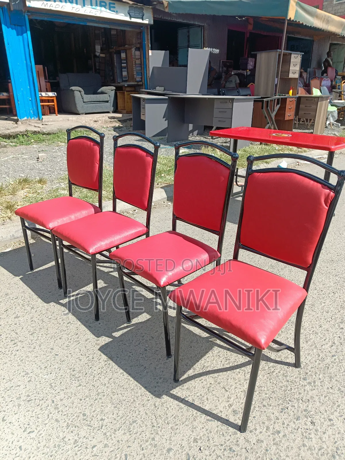 Red Restaurant Chairs, With Black Frame