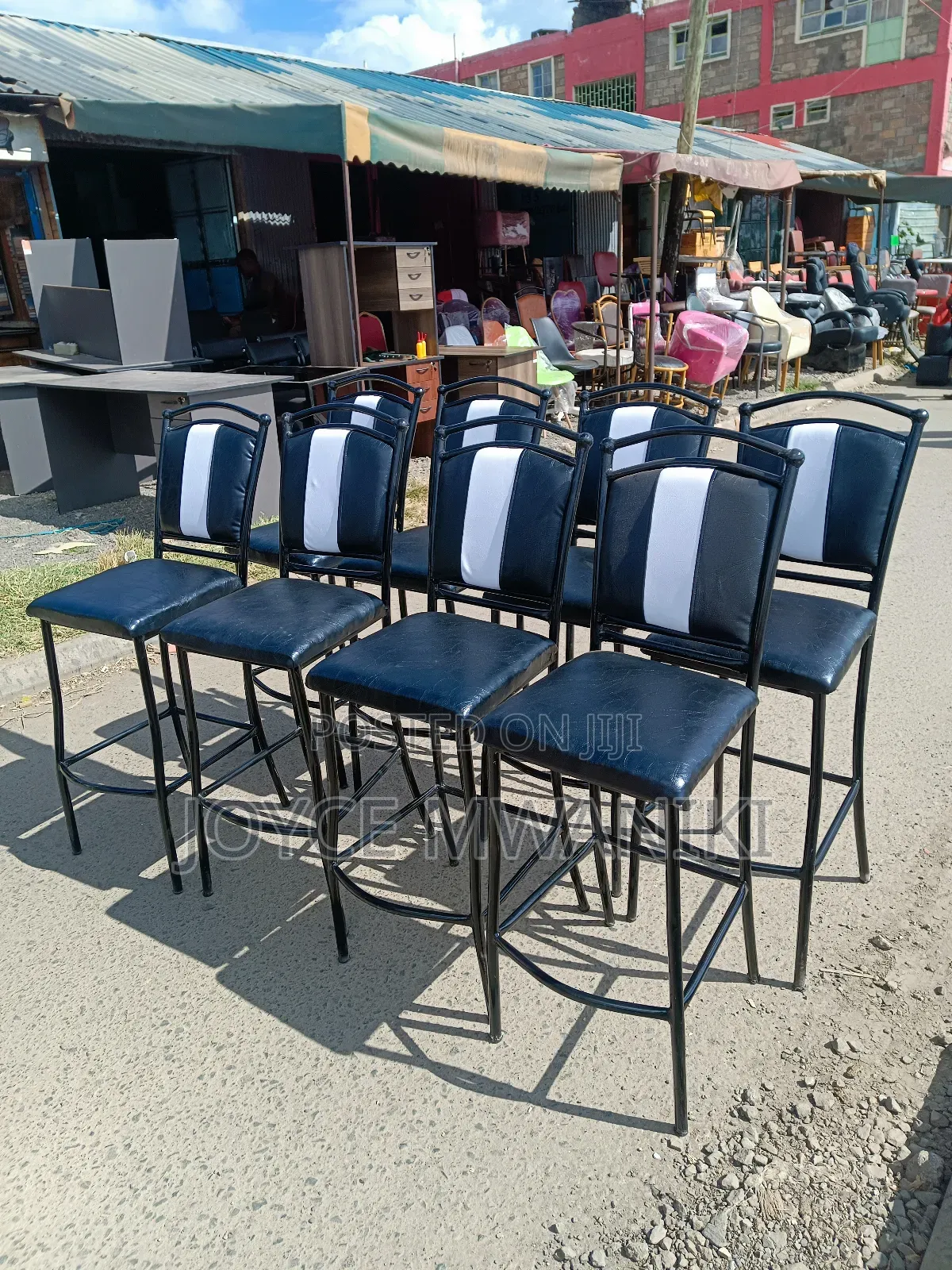 High Bar or Counter Chairs, Black and White 