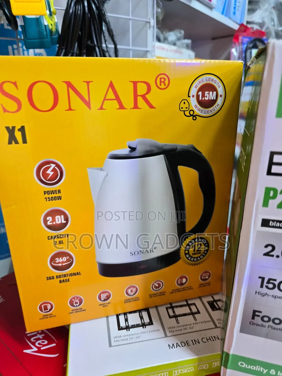Sonar X1 Kettle With 360° Rotational Base 1.5m Cord