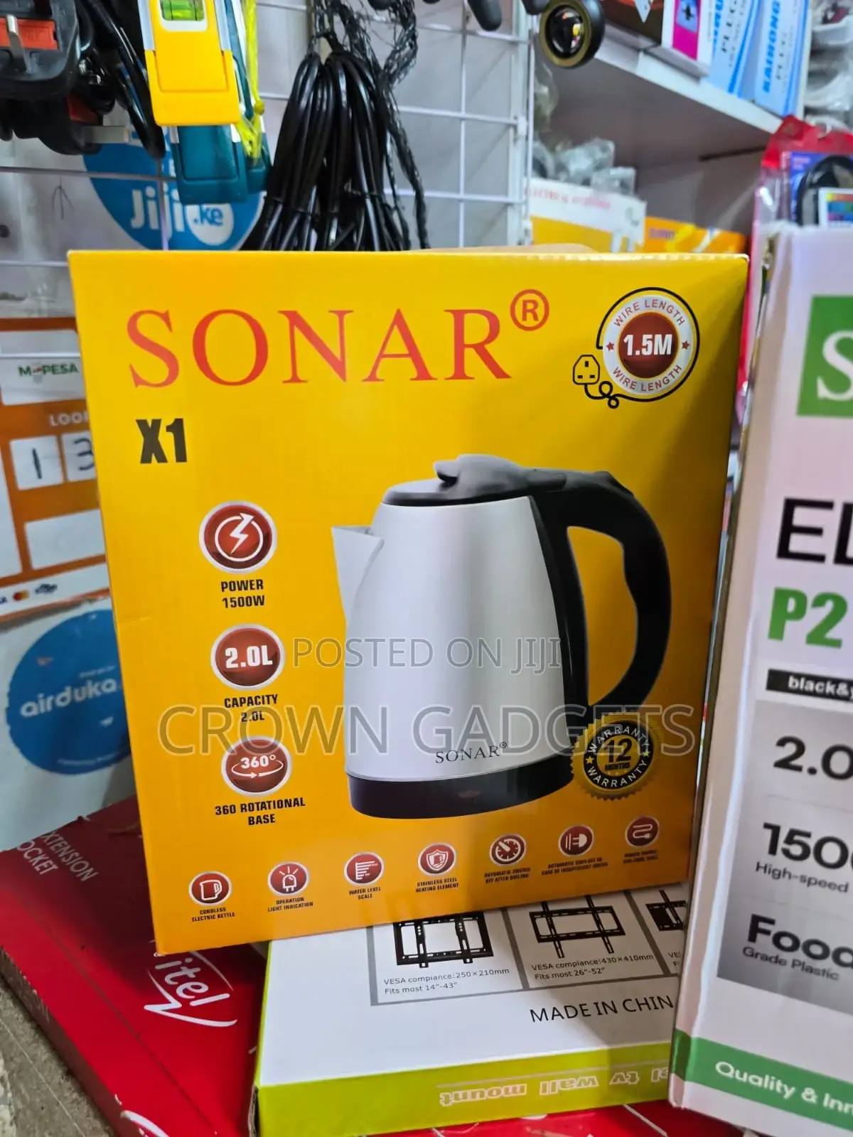 Sonar X1 Kettle With 360° Rotational Base 1.5m Cord