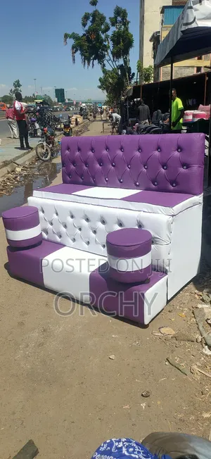 3 Seater Pedicure Couch Purple And White