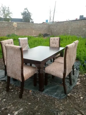 Pure Stand Fabric 6-Seater Dinning Table Set
