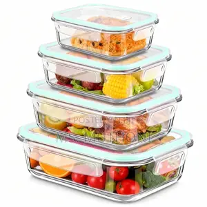 A Set of 4 Borosilicate Glass Food Storage Containers,