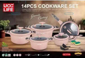 14pcs Ucc Life Pink Cookware Set