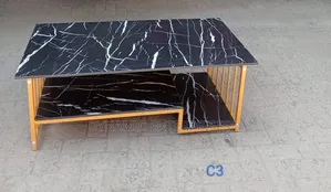 Modern Black Marble-Finish Coffee Table