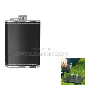 8 Oz Stainless Steel Liquor and Whiskey Hip Flask With Leather Cover