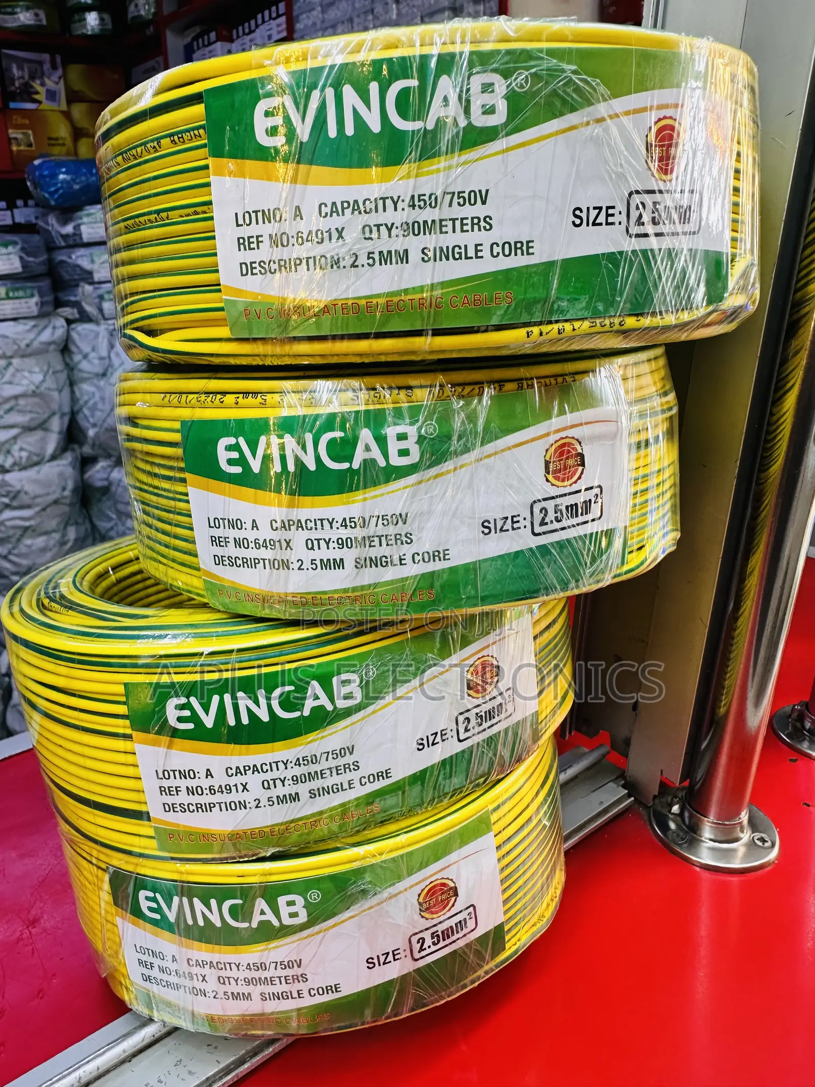 Evincab 2.5mm Single Core Wiring Cable 90m(Yellow Green) – Safe
