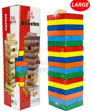 Wooden Tower Jenga Game Multicolor