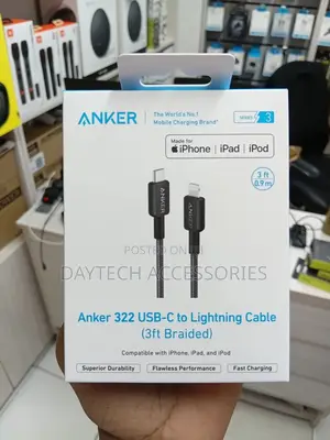 Anker Usb-C to Lightning Cable (3ft) Nylon Braided – A81b5h11 – Black