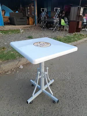 White Square Marble Restaurant Table With Branding 