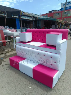 Hot Pink and White 3 Seater Pedicure Seat, With Armrest