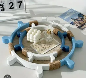 2 In 1 Decorative Ship Steering Wheel Shaped Tray Set