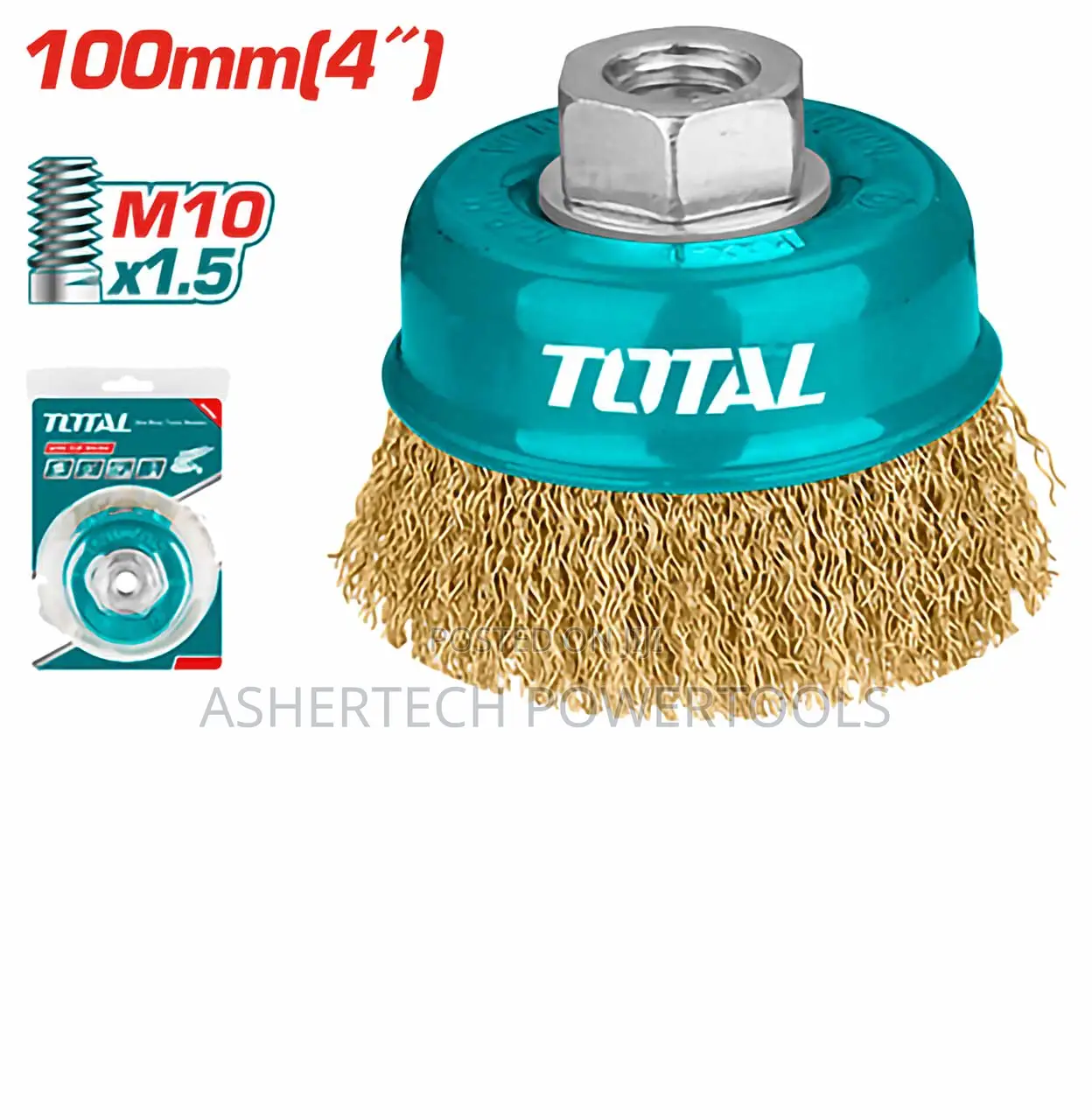 Total Tac31041 Wire Cup Brush
Dia: 100mm, 4"