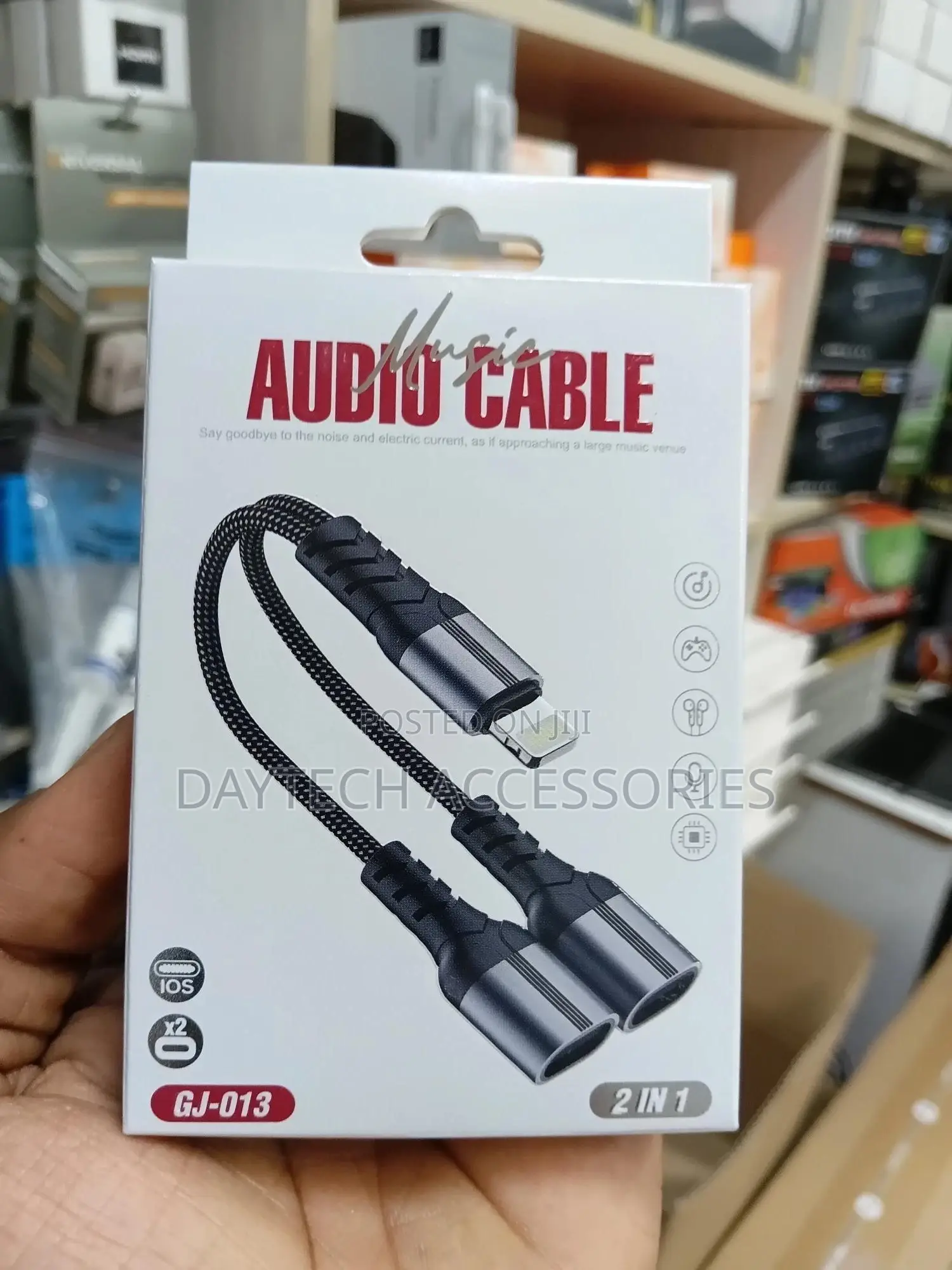 This Is a Braided Lightning to Dual Lightning Audio Charge Adapter.