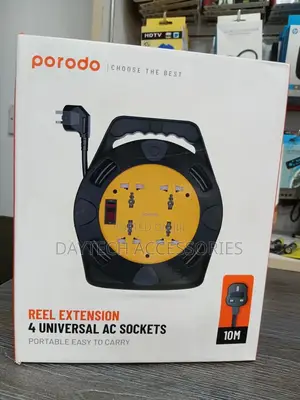 Porodo 4 Ac Portable Power Sockets Reel With Carrying Handle 2500w.