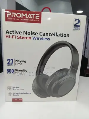 Promate Concord Anc High-Fidelity Stereo Wireless Headphones - Black
