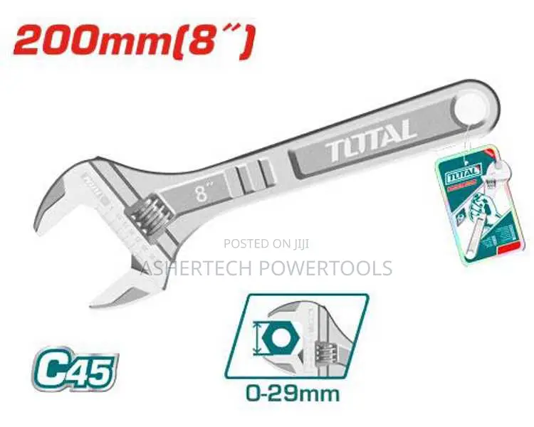 Total Tht101083 Adjustable Wrench
Length:200mm(8")