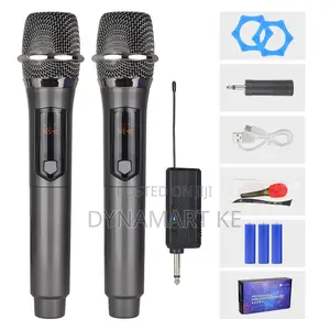 2-Channel Uhf Rechargeable Wireless Microphone Church, Party, Singing