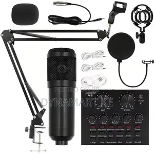 Bm800 Condenser Microphone + V8 Sound Card Audio Effects + Stand