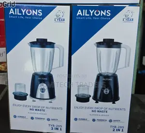 Ailyons Blender 2 in 1 With Grinder Machine -Black