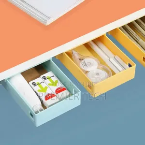Hidden Storage Drawer Organizer Hanging Punch-Free Blue Storage Boxes