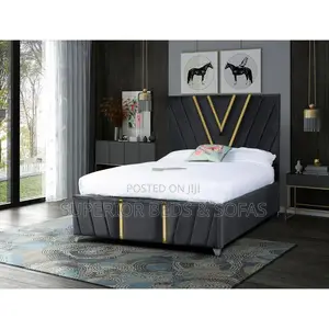 New Chic Black Fabric Bed 5x6