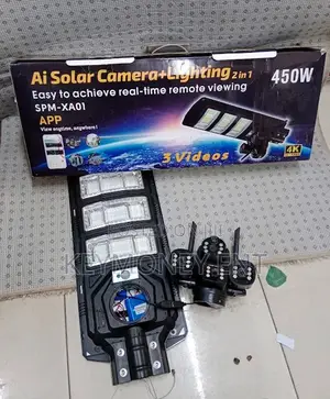 450watts Solar Floodlight With 4g Triple Lens Solar PTZ Camera