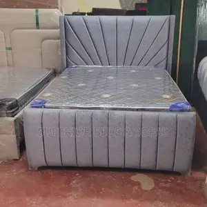 5x6 Elegant Ribbed Fabric Bed Frame