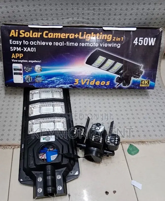 450watts Ai Solar Powered 4g Triple Lens PTZ Camera Floodlight