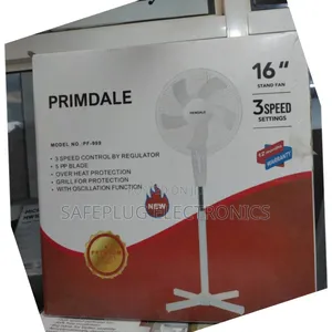 Primdale 16" Standing Fan - Black/White | 3-Speed | Silent Cooling