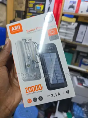 Ami Am-26 Solar Power Bank 20000mah With Type-C Lightning Input
