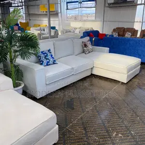 Beautiful,White L Sofa