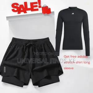 Flexible Gym Short +Free Adidas Stretch Shirt Long Sleeve